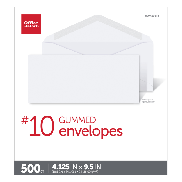 slide 2 of 4, Office Depot Brand All-Purpose Envelopes, #10 White, 500 ct; 4 1/8 in x 9 1/2 in