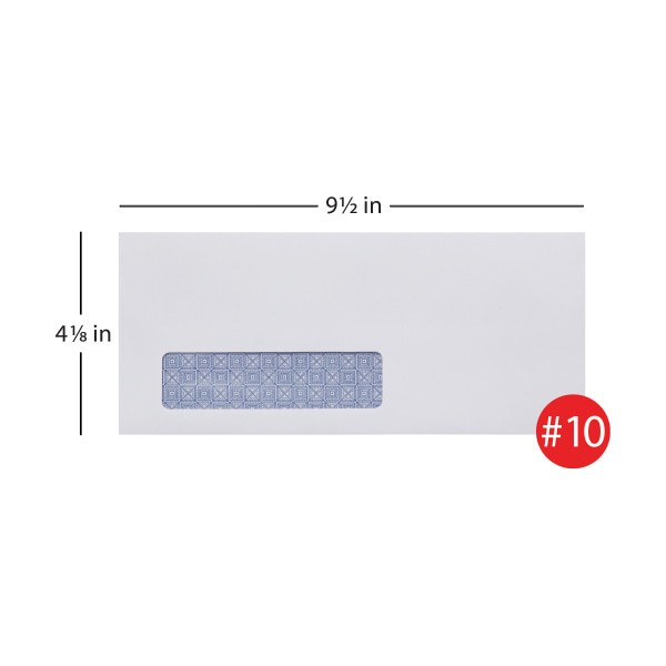 slide 4 of 4, Office Depot Brand 100% Recycled Lift & Press Window Security Envelopes, #10 White, 250 ct; 4 1/8 in x 9 1/2 in