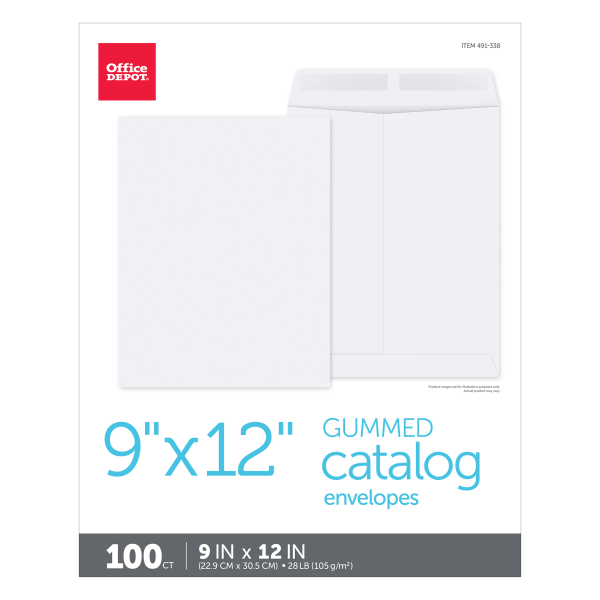 slide 4 of 4, Office Depot Brand Catalog Envelopes, 9" X 12", White, Box Of 100, 100 ct