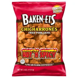 BAKEN-ETS Chicharrones, Hot 'N Spicy Flavored
