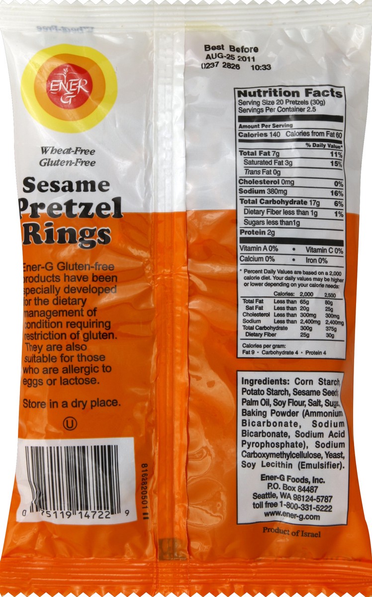 slide 6 of 6, Ener-G Pretzel Ring Ses, 2.65 oz