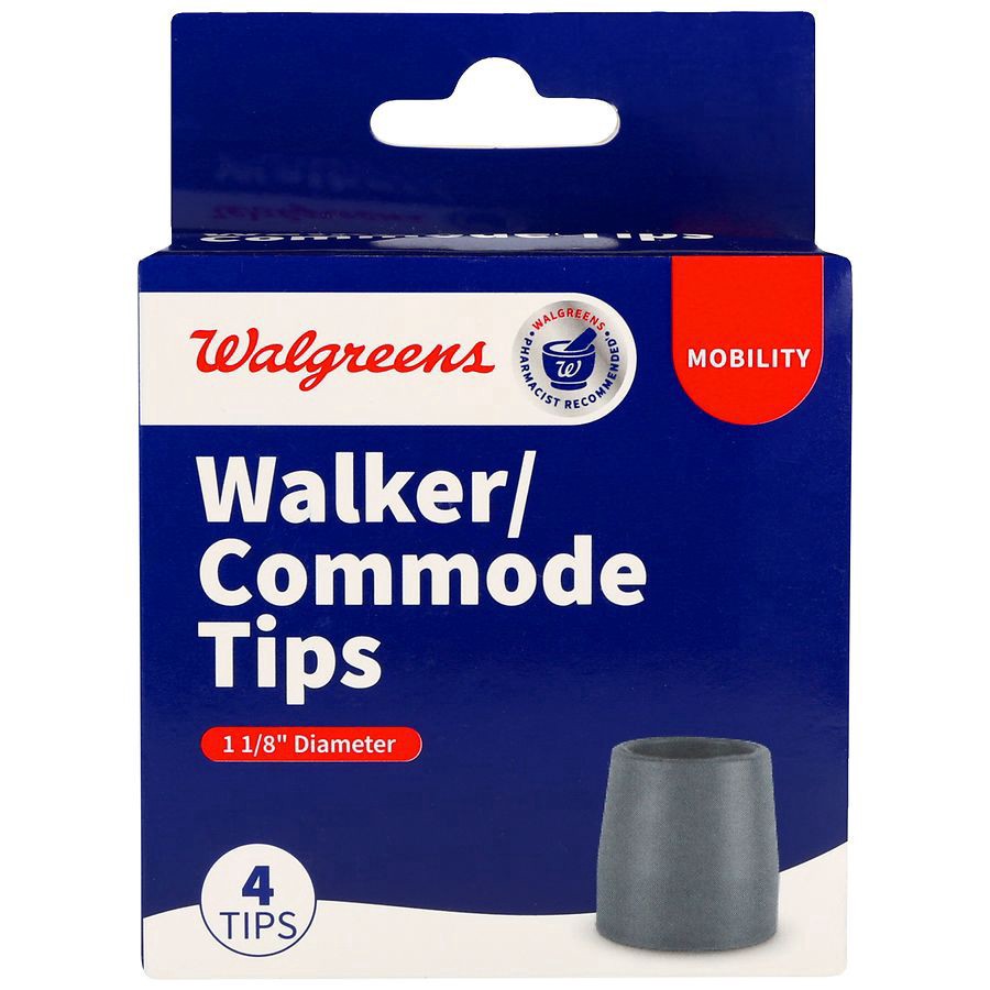 slide 1 of 5, Walgreens Walker/Commode Tips, 4 ct