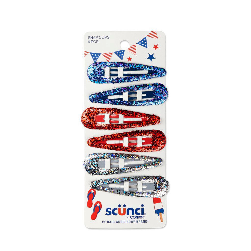 slide 1 of 1, scünci Americana Snap Clips, 6 ct