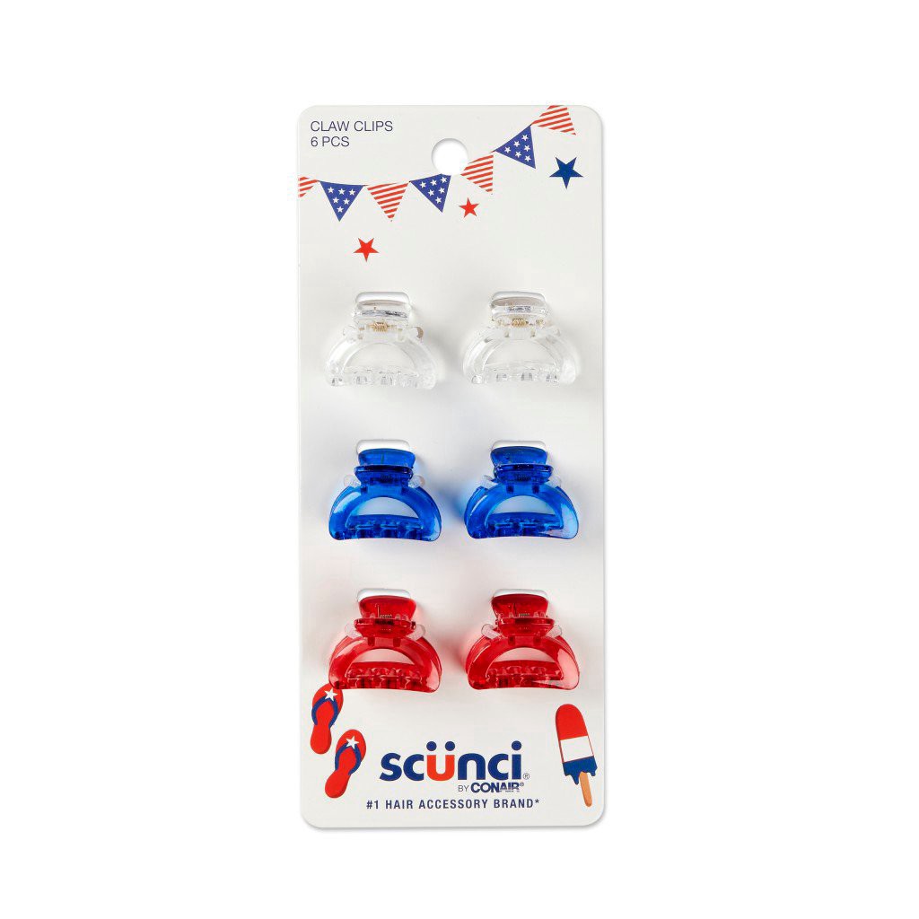 slide 1 of 1, scünci Americana Mini Claw Clips, 6 ct