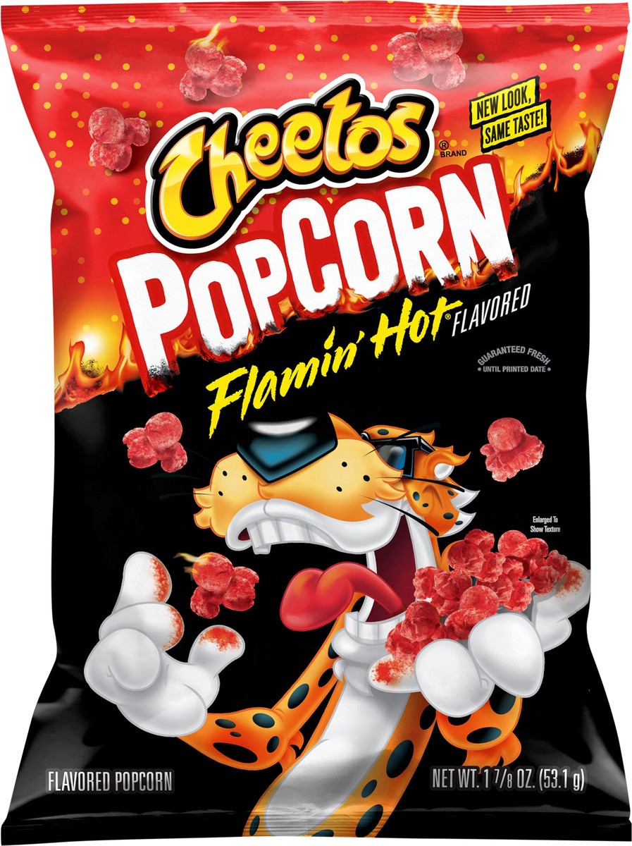 slide 7 of 8, Cheetos Popcorn Flavored Popcorn Flamin' Hot Flavored 1 7/8 Oz, 1.88 oz