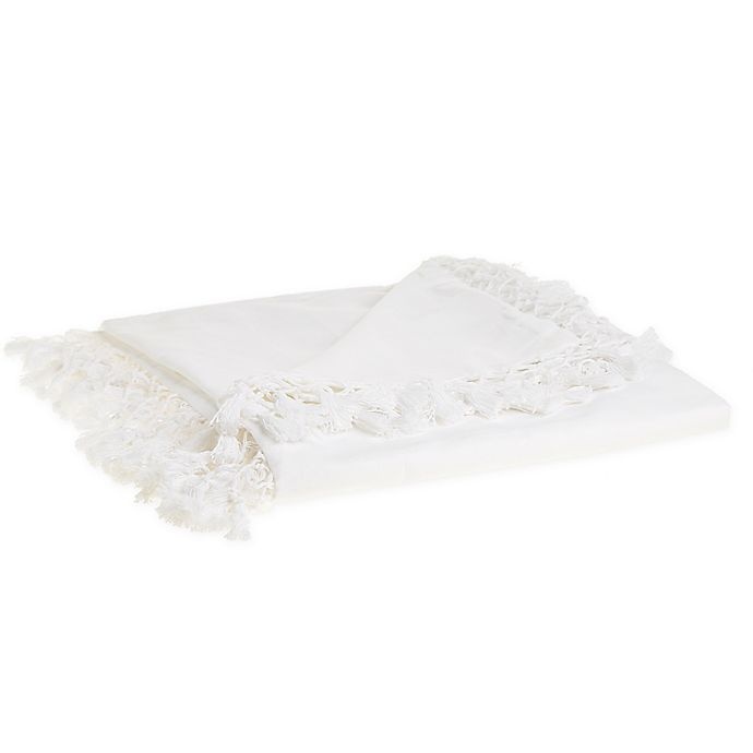 slide 1 of 3, Wamsutta Vintage Lantier Crochet Tassel Throw Blanket - Bright White, 1 ct