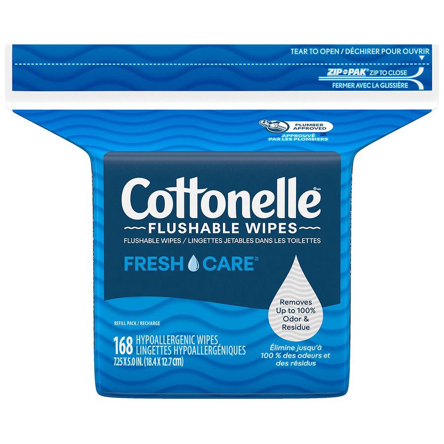 slide 3 of 5, Cottonelle Fresh Care Flushable Wet Wipes, Adult Wet Wipes, 1 Refill Pack, 168 Wipes per Pack (168 Total Flushable Wipes), 168 ct