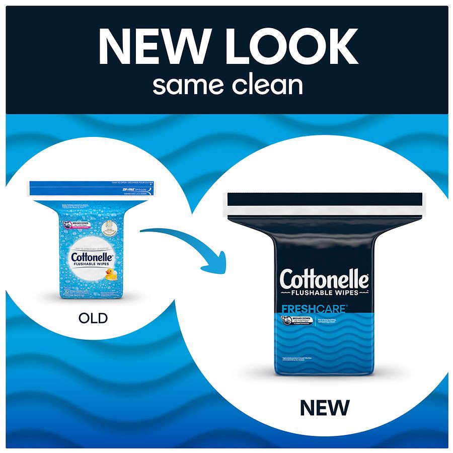 slide 5 of 5, Cottonelle Fresh Care Flushable Wet Wipes, Adult Wet Wipes, 1 Refill Pack, 168 Wipes per Pack (168 Total Flushable Wipes), 168 ct