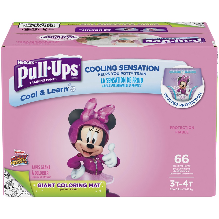 slide 1 of 3, Pull-Ups Cool & Learn Training Pants For Girls, 3T-4T, 66 ct