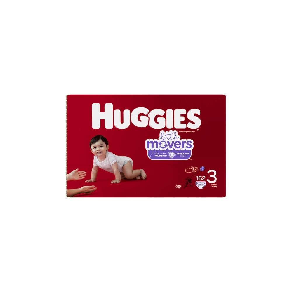 slide 3 of 3, Huggies Little Movers Diapers - Size 3, 162 ct