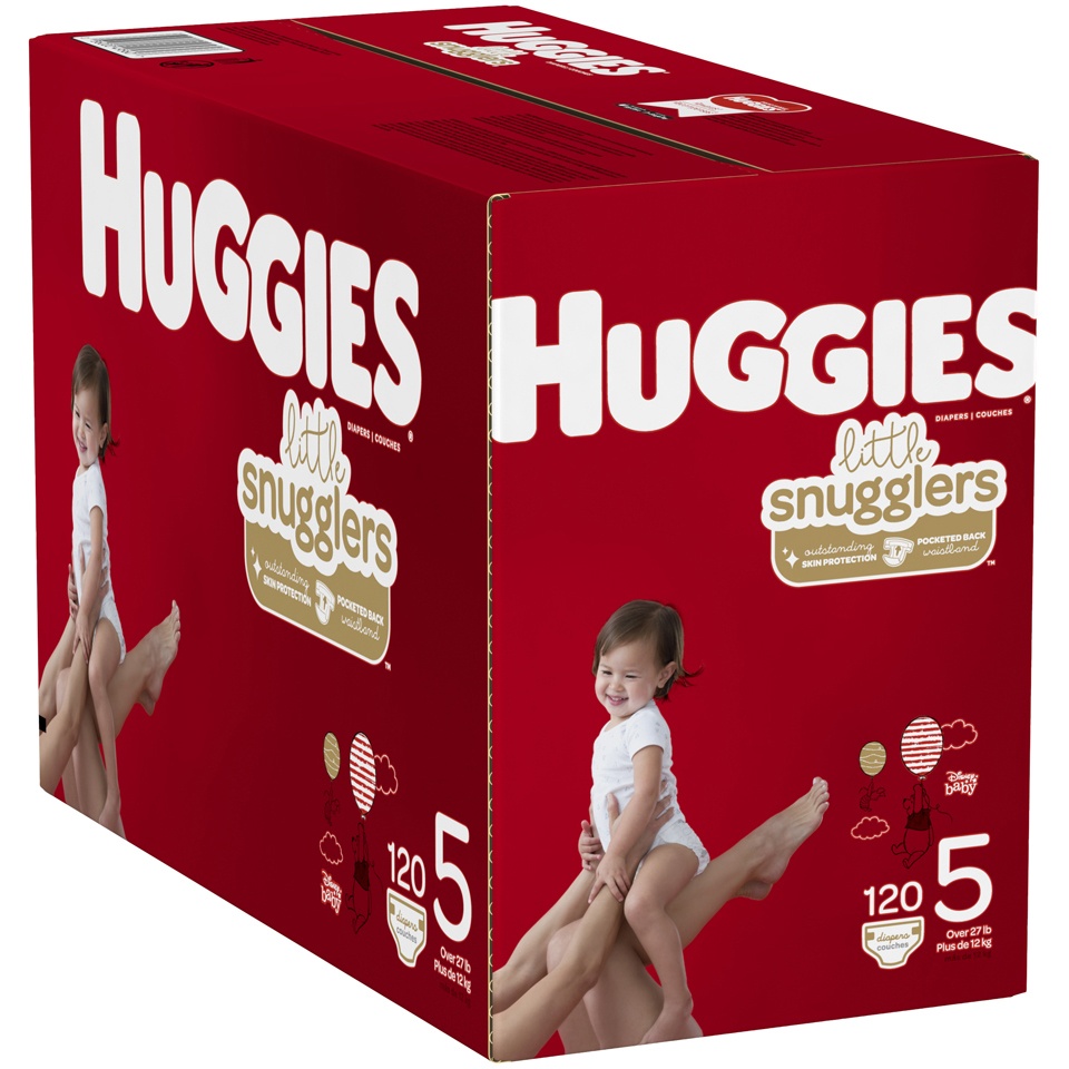 slide 2 of 3, Huggies Little Snugglers Baby Diapers, Size 5 (27+ lbs), 120 Ct, 120 ct