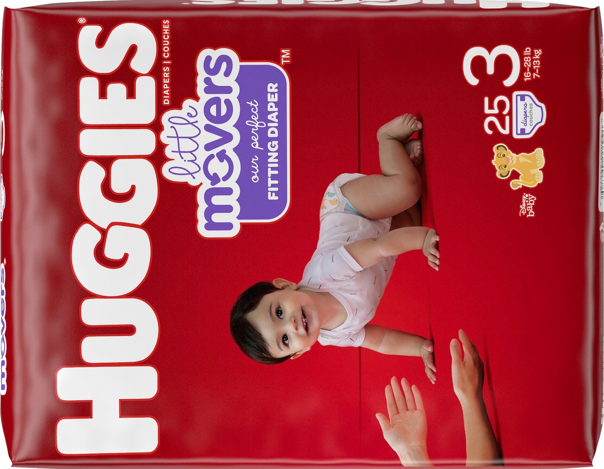 slide 4 of 8, Huggies Little Movers Size 3 Diapers, 25 ct