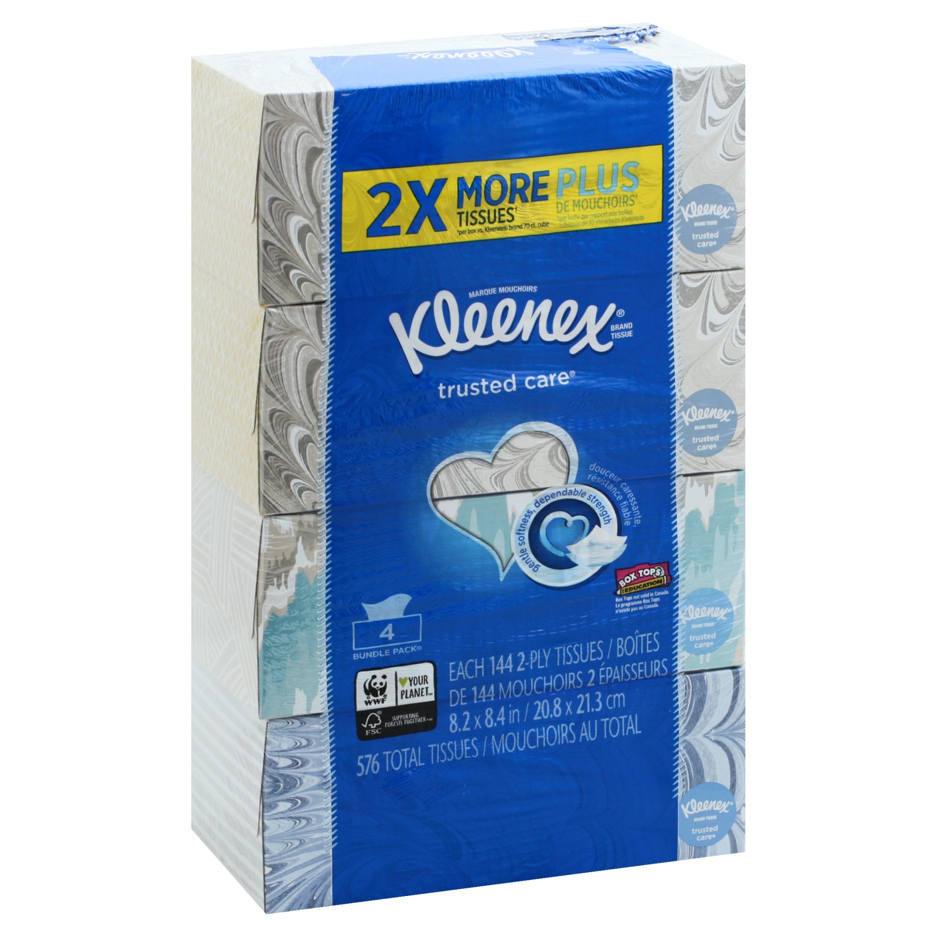 slide 1 of 10, Kleenex Trusted Care Facial Tissue, 4 pk; 144 ct