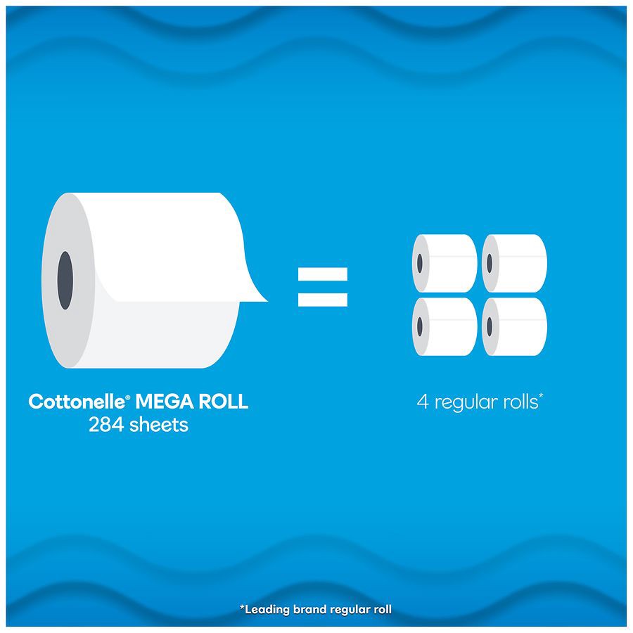 slide 3 of 5, Cottonelle Ultra Clean Toilet Paper, Strong Toilet Tissue, 9 Mega Rolls (9 Mega Rolls = 36 Regular Rolls), 284 Sheets Per Roll, 9 ct