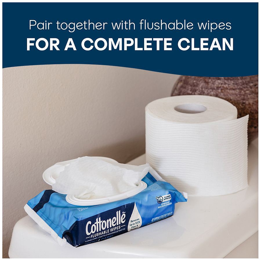 slide 5 of 5, Cottonelle Ultra Clean Toilet Paper, Strong Toilet Tissue, 4 Mega Rolls (4 Mega Rolls = 16 Regular Rolls), 284 Sheets Per Roll, 4 ct
