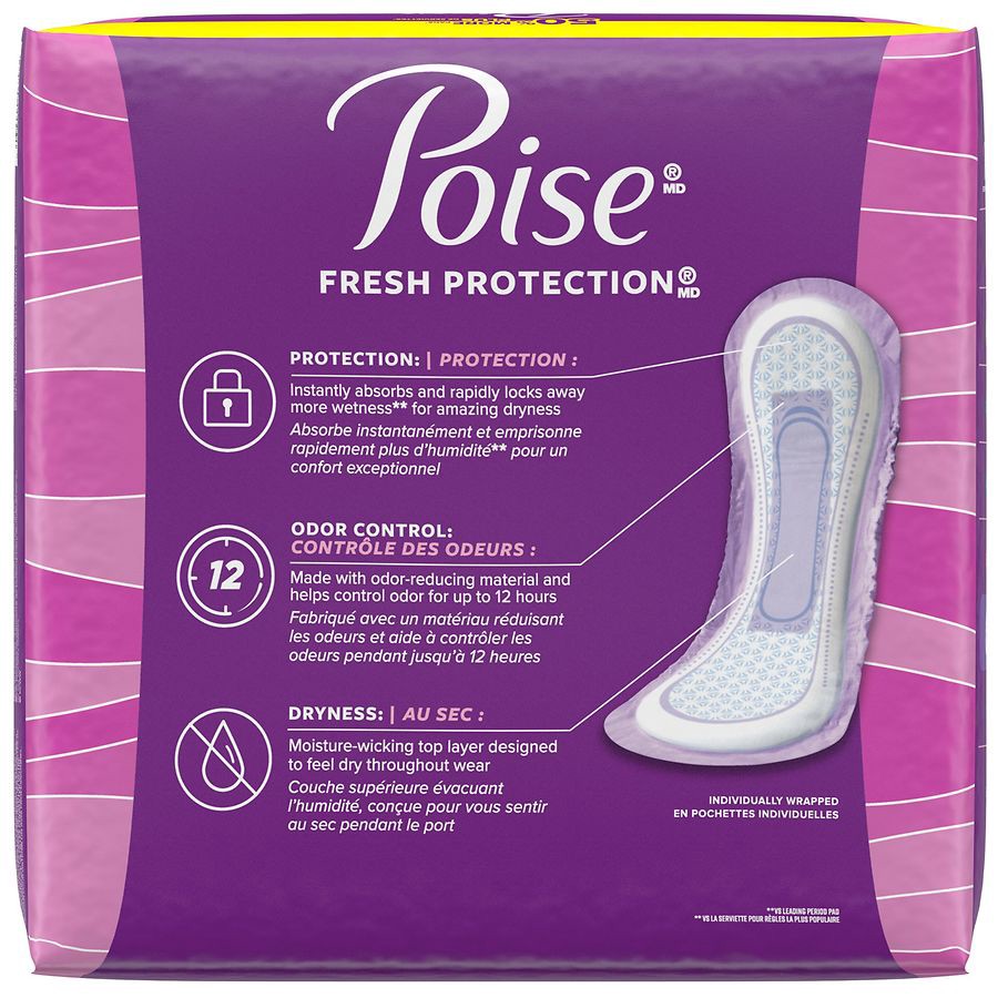 slide 3 of 5, Poise Fresh Protection Bladder Control Pad, 42 ct