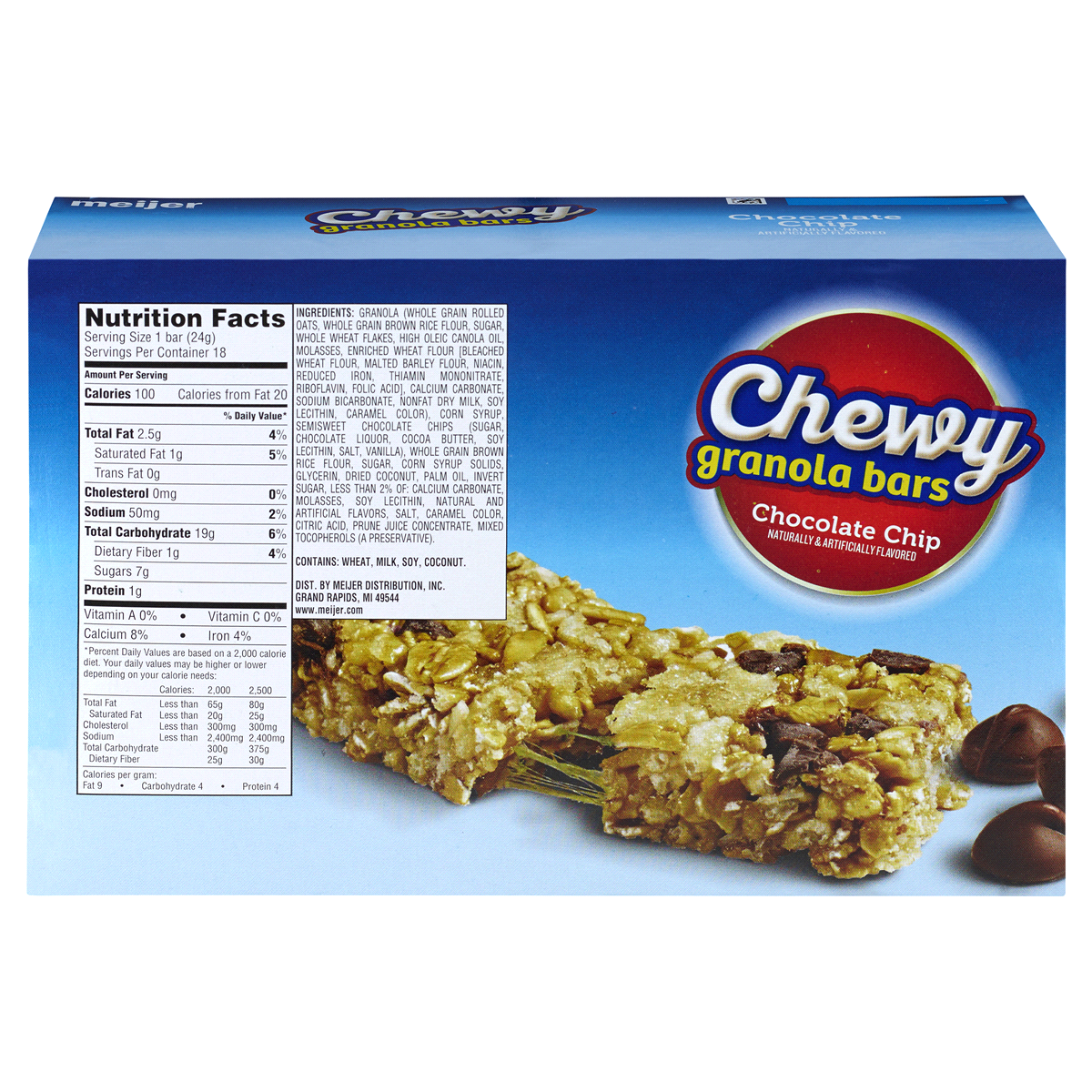 slide 5 of 6, Meijer Chewy Chocolate Chip Granola Bars, 18 ct