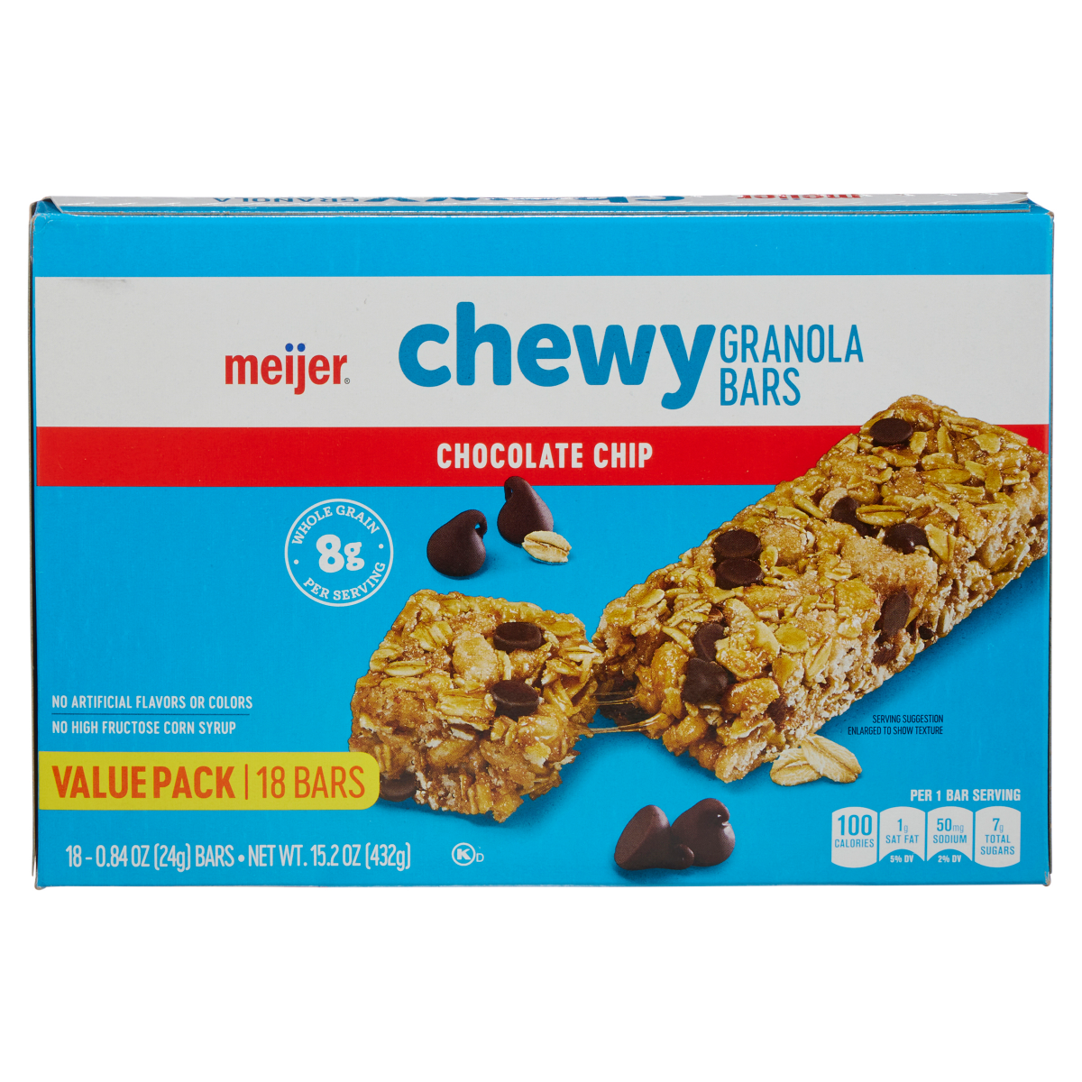 slide 1 of 6, Meijer Chewy Chocolate Chip Granola Bars, 18 ct