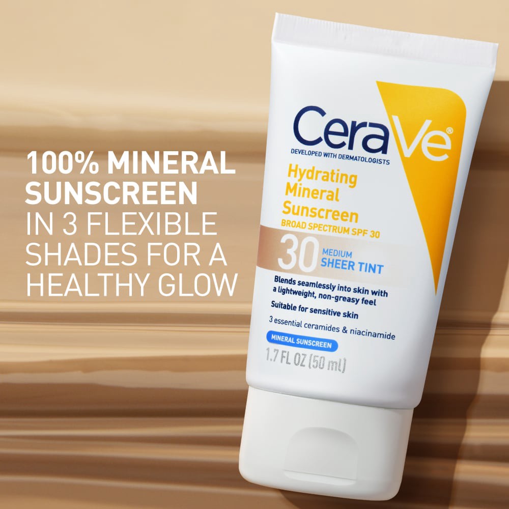 slide 3 of 6, Cerave Tinted Face Ss Spf 30, 1.7 oz