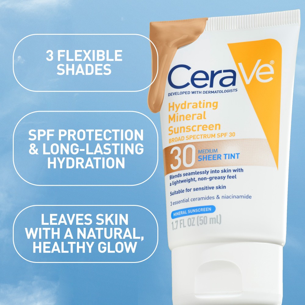 slide 6 of 6, Cerave Tinted Face Ss Spf 30, 1.7 oz