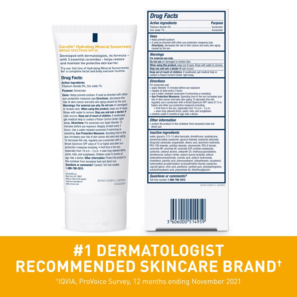 slide 6 of 6, CeraVe Mineral Sunscreen Lotion, SPF 50, 5 oz