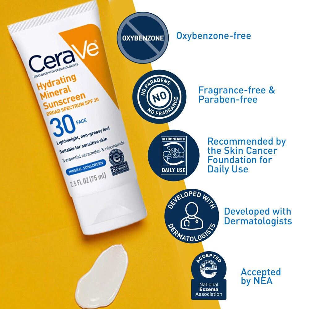 slide 4 of 5, Cerave Hydrating Spf 30 Face Sunscreen, 2.5 fl oz