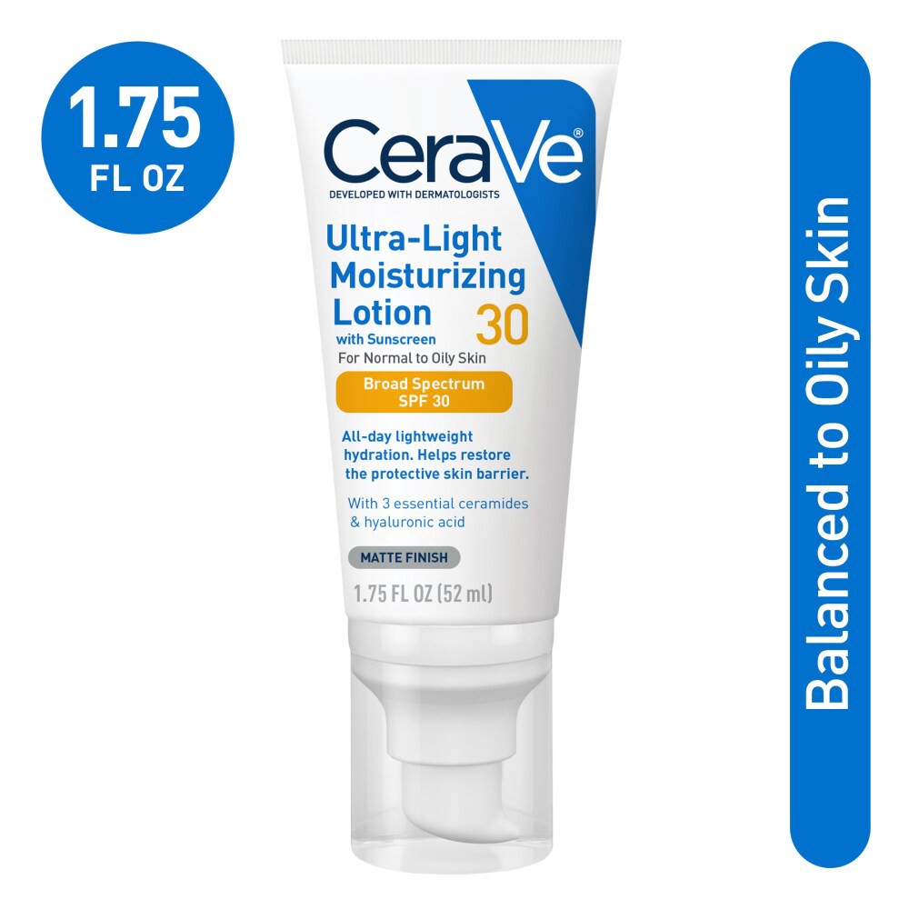 slide 3 of 6, CeraVe Ultra-Light Moisturizing Lotion With Sunscreen, Spf30, 1.7 fl oz
