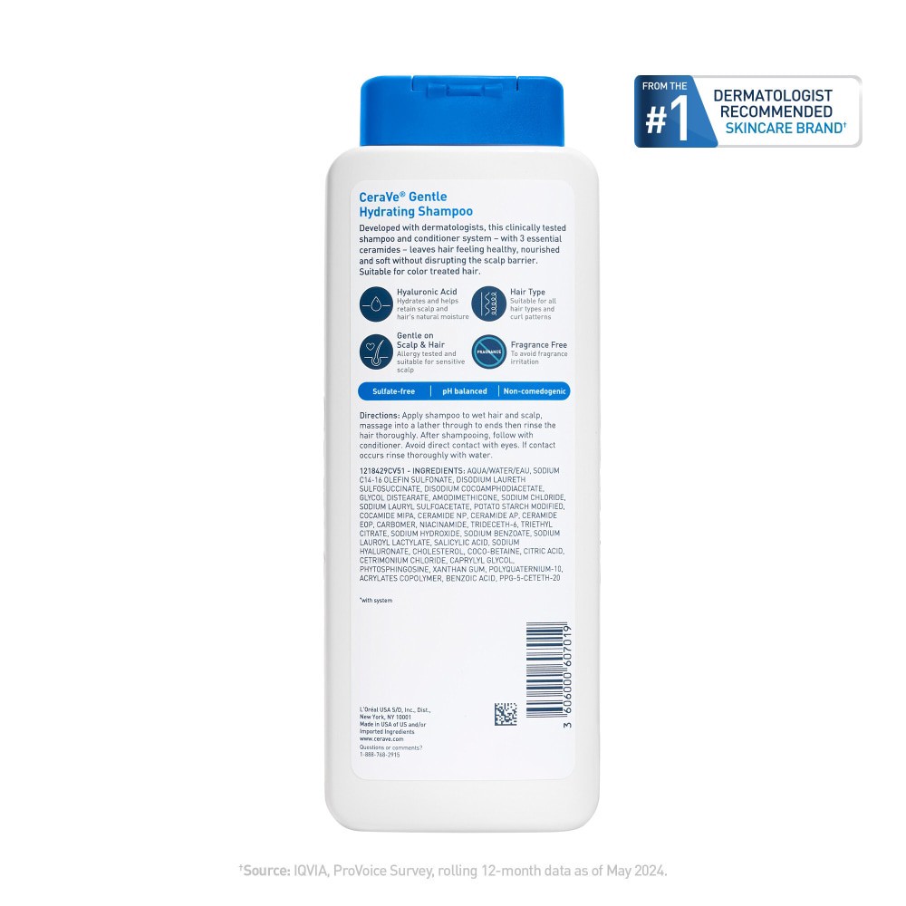 slide 2 of 6, Cerave Shampoo, Gentle Hydrating, 12 fl oz