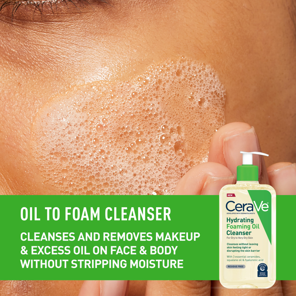 slide 4 of 5, Cerave Hydrating Foaming Oil Cleanser, 12fz - 12 FZ, 12 fl oz