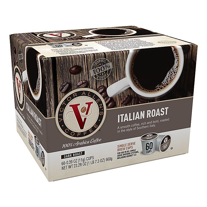 slide 2 of 2, Victor Allen Italian Roast Coffee Pods for Single Serve Coffee Makers, 60 ct