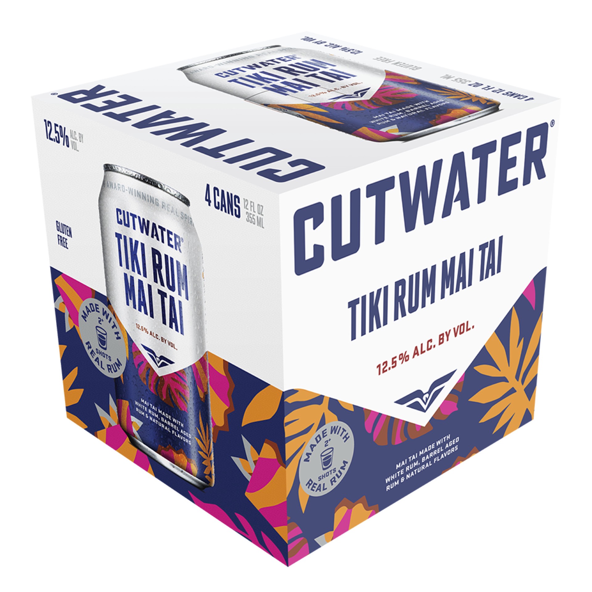 slide 1 of 15, Cutwater Spirits Tiki Rum Mai Tai, 4 Pack 12 fl. oz. Cans, 12.5% ABV, 48 fl oz