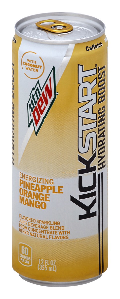 slide 5 of 8, Mountain Dew Sparkling Juice Beverage, Energizing Pineapple Orange Mango Flavored, 16 oz