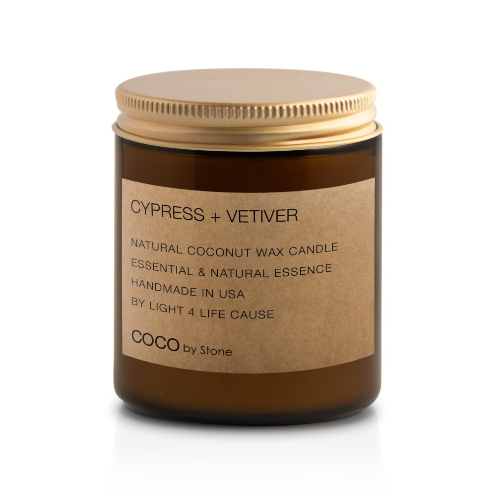 slide 1 of 1, Stone Candles Cypress + Vetiver Coconut Wax Candle, 7.2 oz