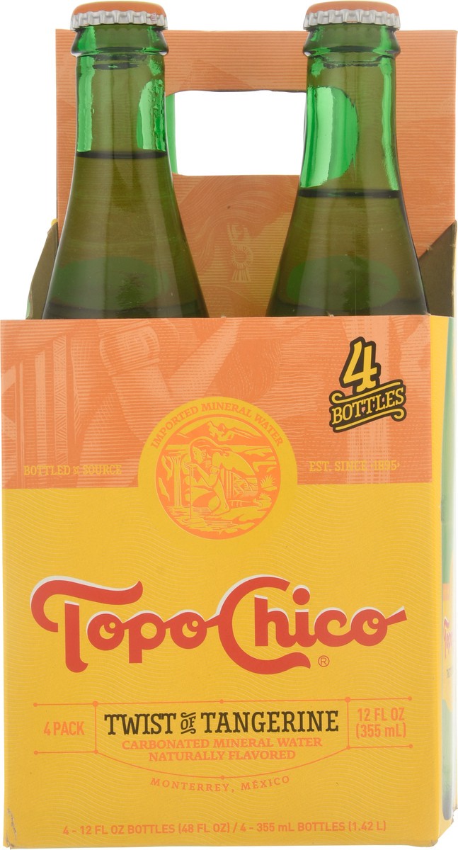 slide 9 of 10, Topo Chico 4 Pack Twist of Tangerine Carbonated Mineral Water 4-12 fl oz Bottles, 4 ct