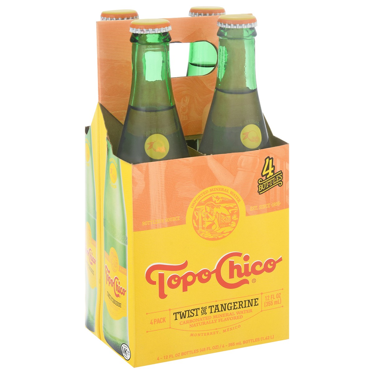 slide 10 of 10, Topo Chico 4 Pack Twist of Tangerine Carbonated Mineral Water 4-12 fl oz Bottles, 4 ct