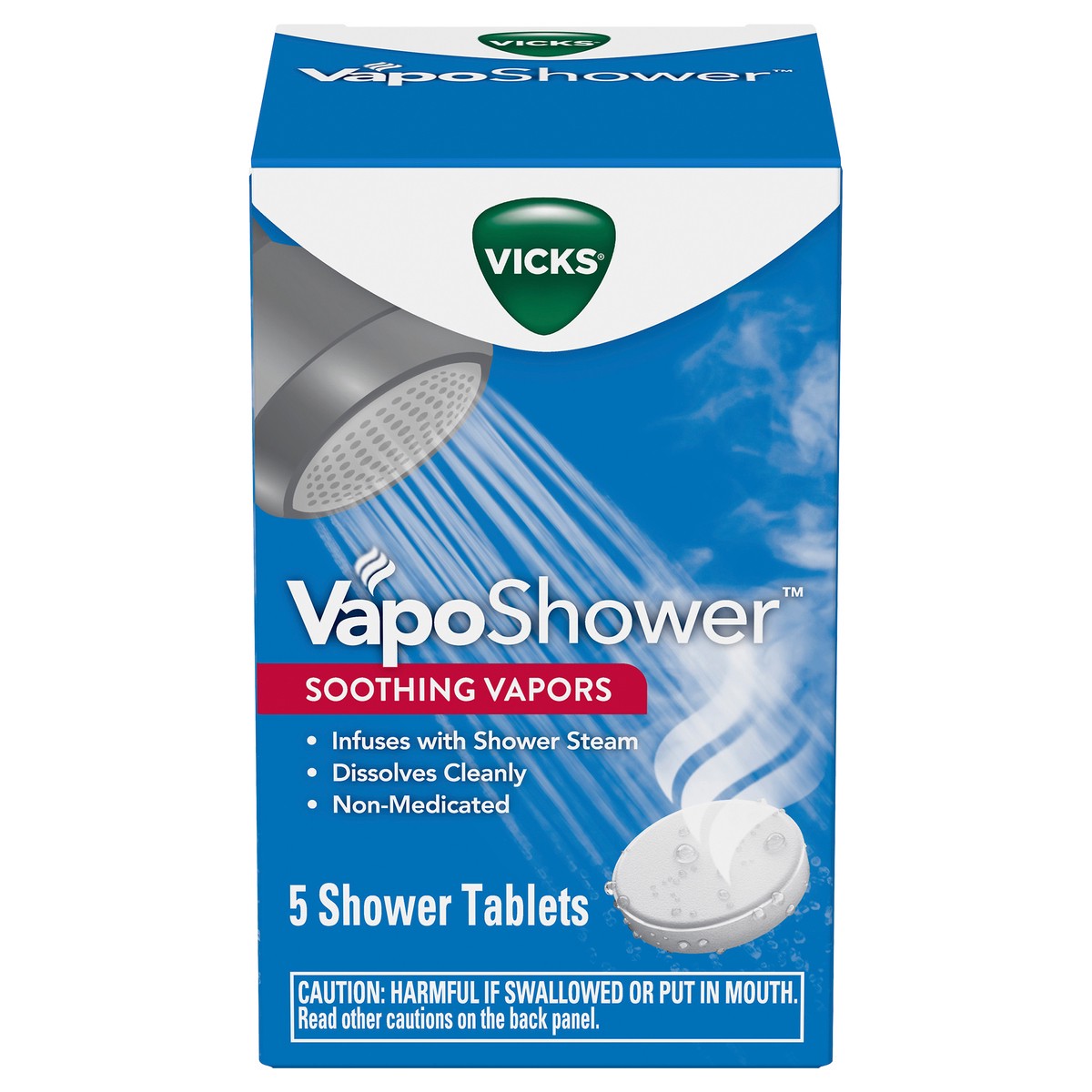 slide 1 of 145, Vicks VapoShower, Dissolvable Shower Tablets, Soothing Non-Medicated Vicks Vapors, Infuses into Shower Steam, Dissolves Cleanly, Aromatherapy Shower Bomb, Eucalyptus & Menthol, 5ct, 5 ct