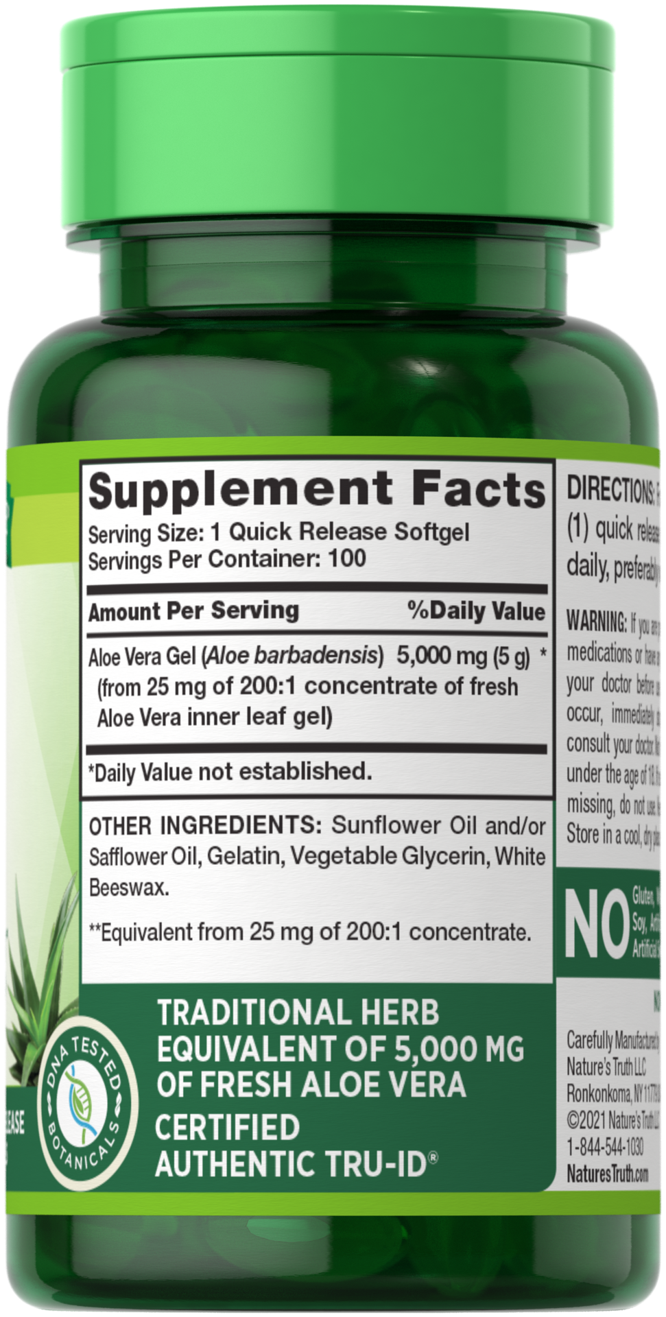 slide 3 of 4, Nature's Truth Aloe Vera 5,000**, 100 ct