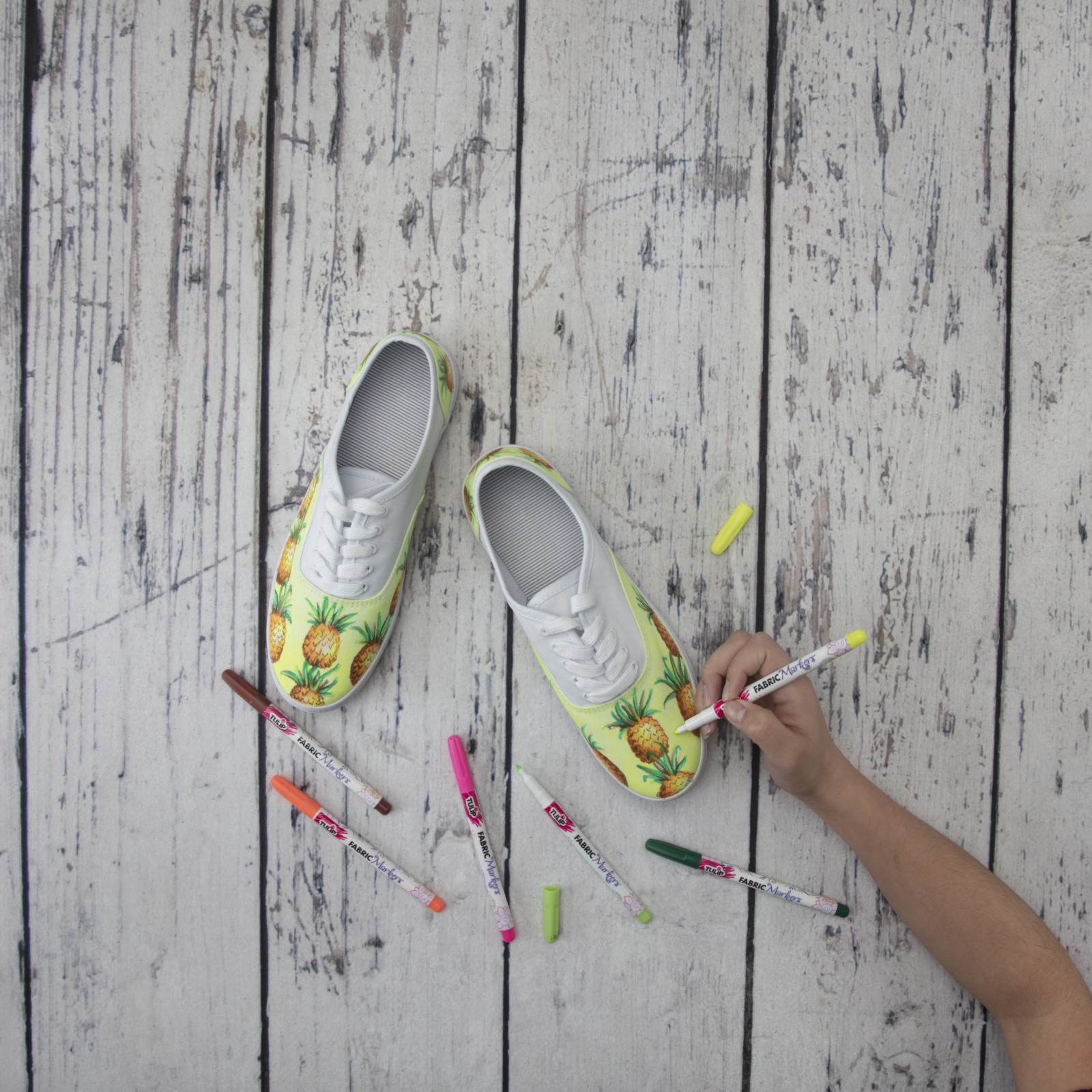 slide 3 of 5, Tulip Permanent Fabric Markers, Neon, 3 oz