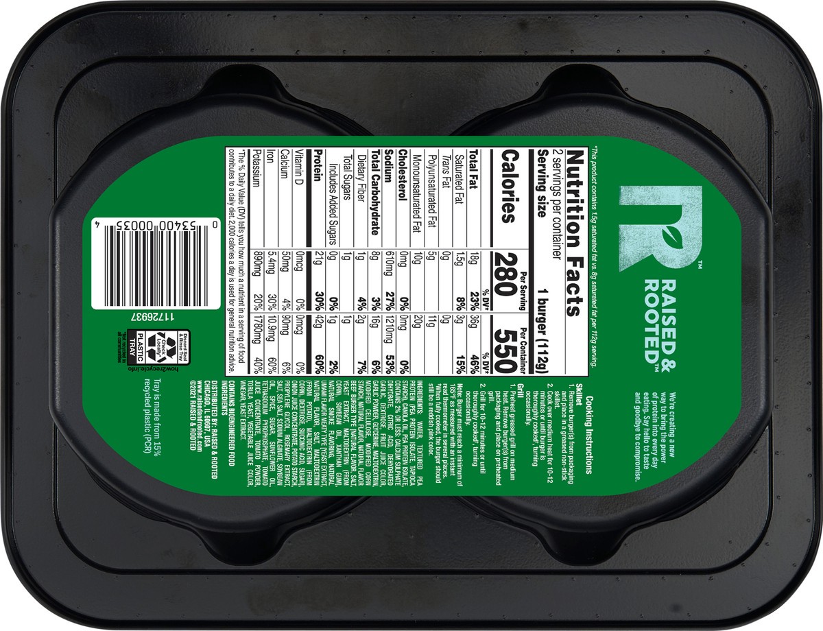 slide 2 of 6, Raised & Rooted Uncooked Plant Based Burger! Made With Plant Protein, 10 oz