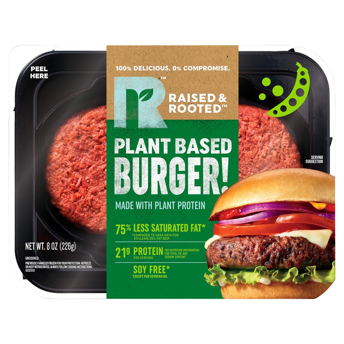 slide 6 of 6, Raised & Rooted Uncooked Plant Based Burger! Made With Plant Protein, 10 oz