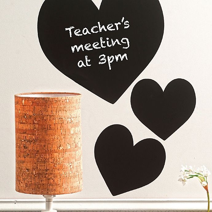 slide 1 of 1, Wallies Peel & Stick Chalkboard Hearts Decals, 1 ct