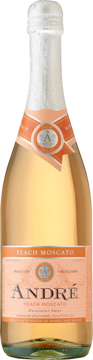 slide 3 of 7, André Peach Moscato Champagne Sparkling Wine 750ml, 25.4 fl oz