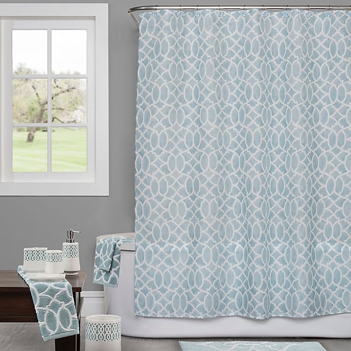 slide 2 of 2, Saturday Knight Watercolor Lattice Shower Curtain, 1 ct