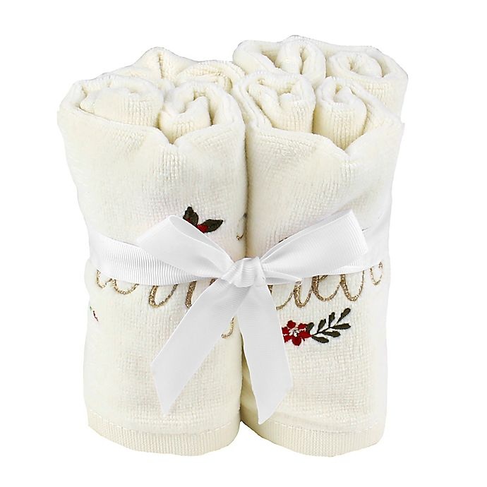 slide 2 of 2, Winter Wonderland Holiday Script Fingertip Towels, 4 ct