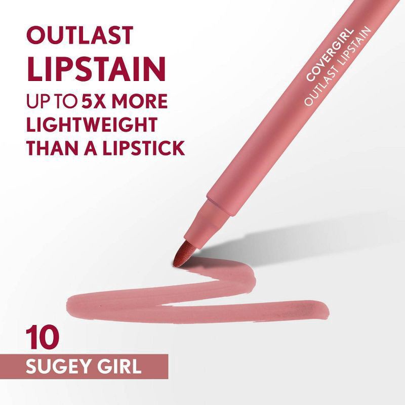 slide 5 of 9, Covergirl Outlast Lipstain - Sugey Girl, 1 ct