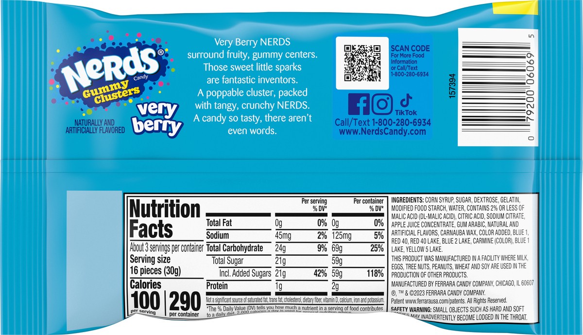 slide 7 of 9, Nerds Very Berry Gummy Clusters 3 Ounce Package, 3 oz