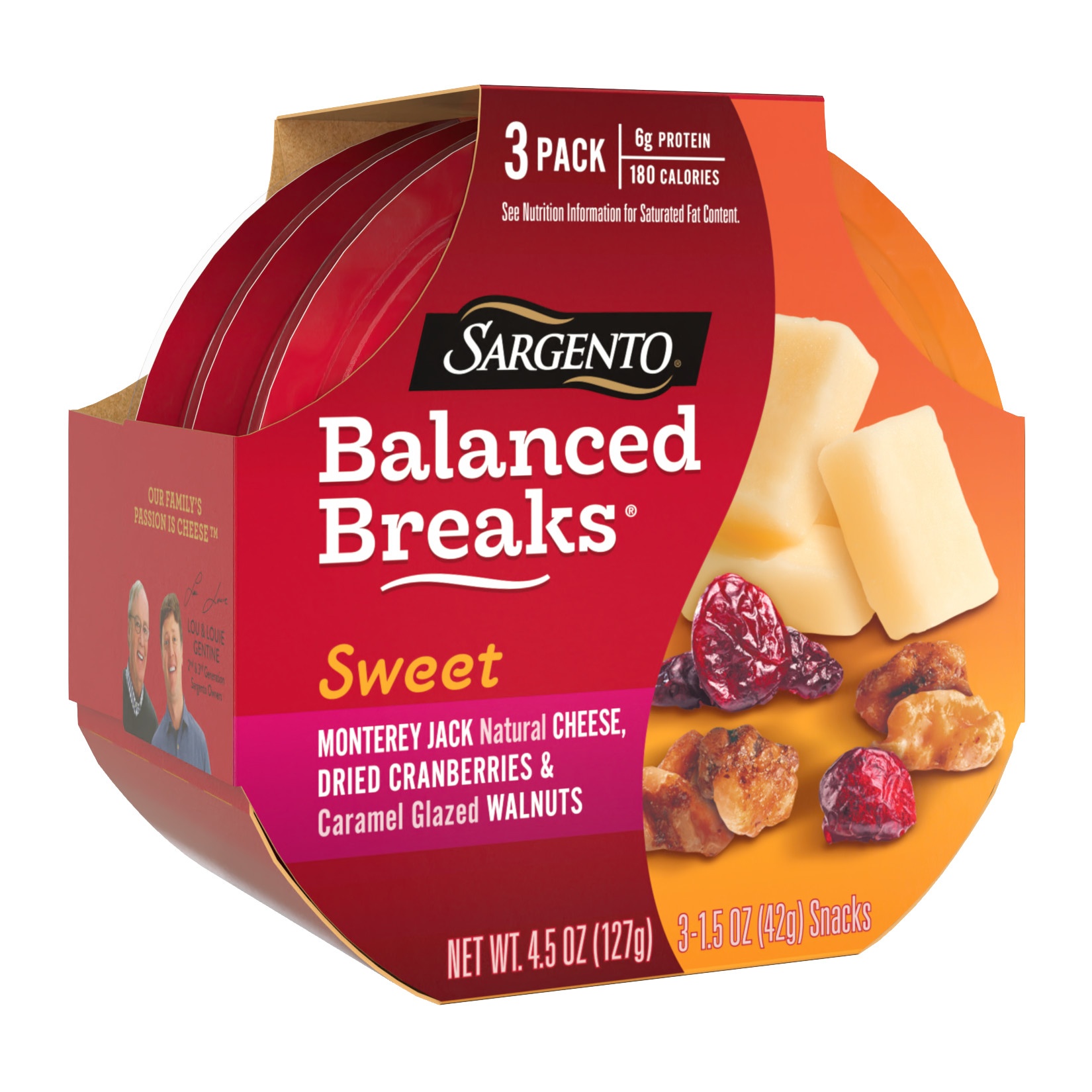 slide 3 of 7, Sargento Balanced Breaks Monterey Jack/Cranberry/Caramel Walnut, 3 ct; 4.5 oz