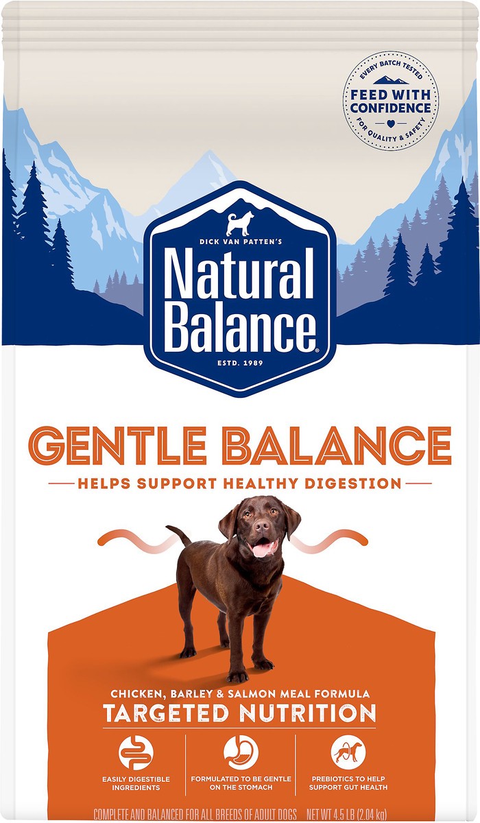 slide 3 of 8, Natural Balance Gentle Balance Chicken, Barley & Salmon Meal Formula Dog Food 4.5 lb, 4.5 lb