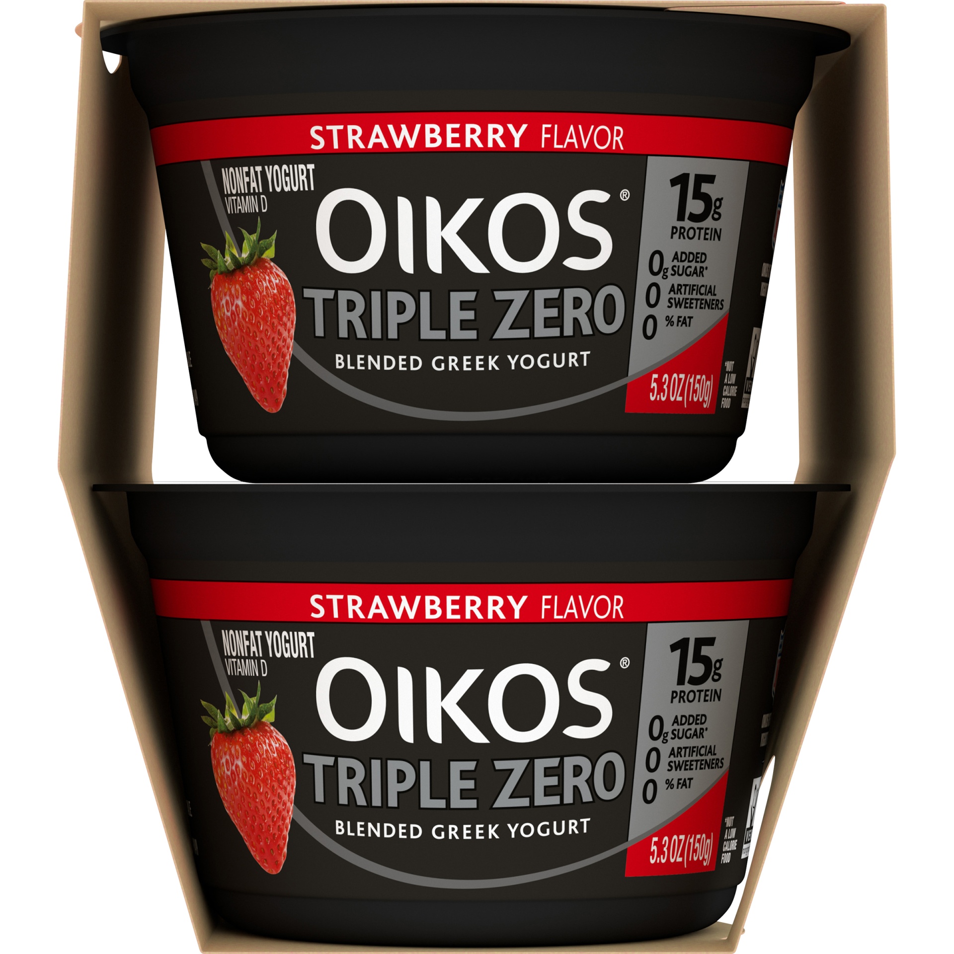 Oikos Triple Zero Strawberry Greek Yogurt Cups, Packaging May Vary 5.3