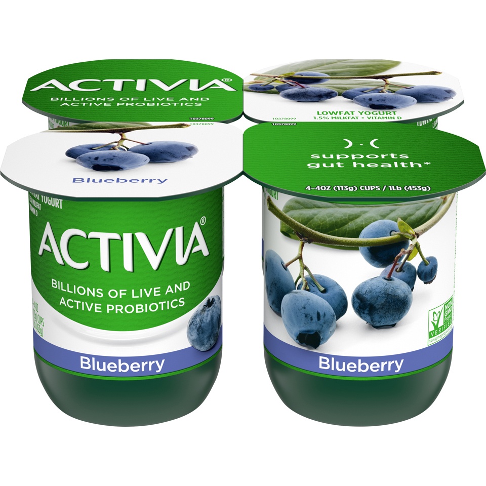 slide 3 of 8, Activia Low Fat Probiotic Blueberry Yogurt Cups, 4 oz